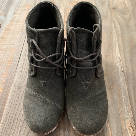 Toms Shoes - Toms Dusty Suede Olive women’s booties.